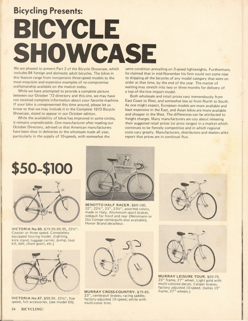 <------ Bicycling Magazine 02-1973 ------> 1973 Bicycle Showcase