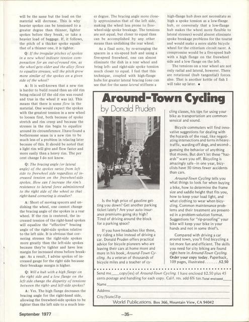 <---------- Bike World 09-1977 ----------> Using Logic And Experience In Wheel Building