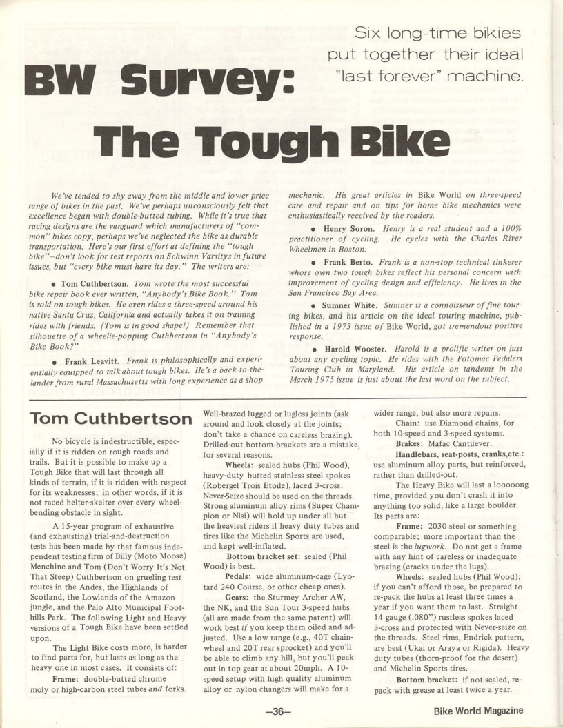 <---------- Bike World 08-1975 ----------> Building The Ultimate Tough Bike