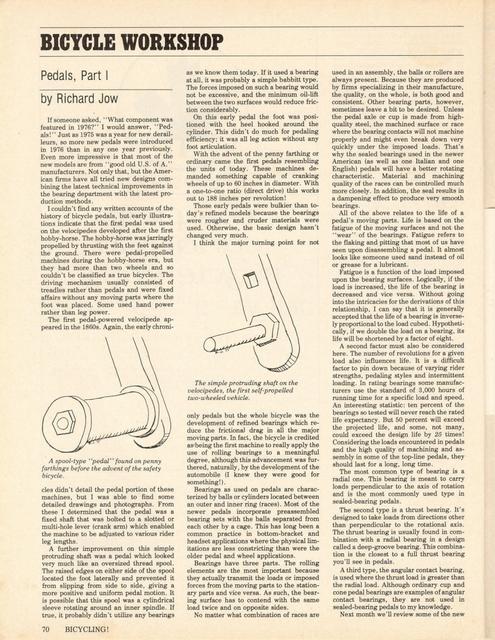 <------ Bicycling Magazine 04-1977 ------> Pedal Technology - Part 1 - Overview