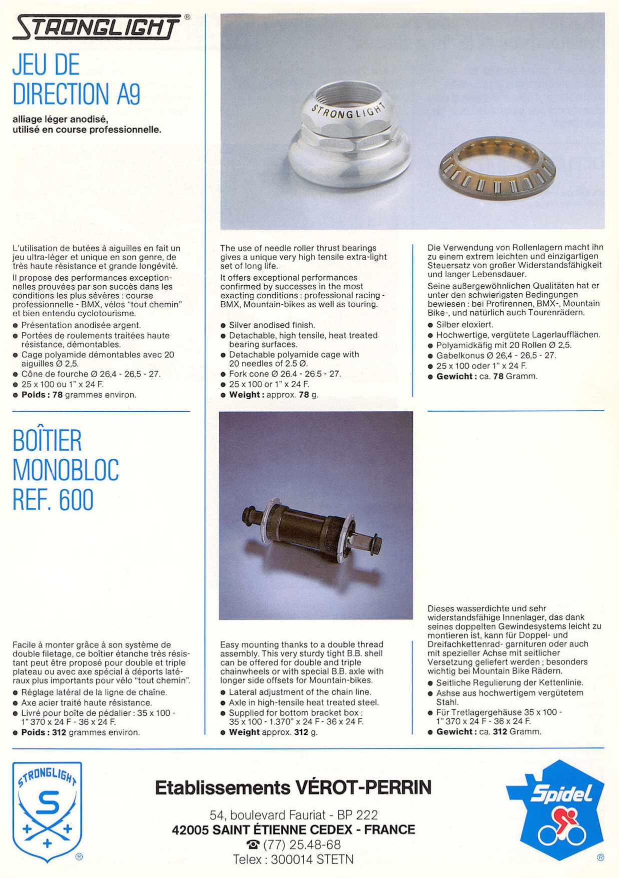 Stronglight headset / bottom bracket flyer (1984)