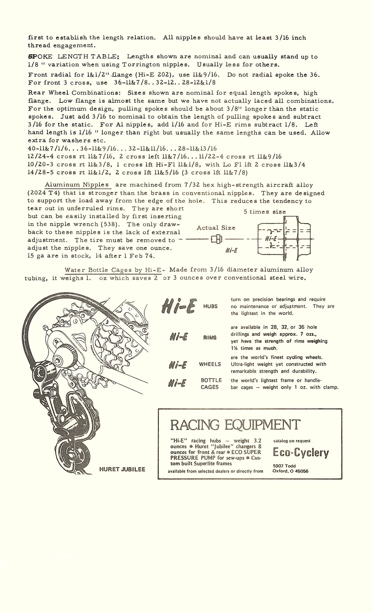 Hi-E parts list / price list (11-1973)