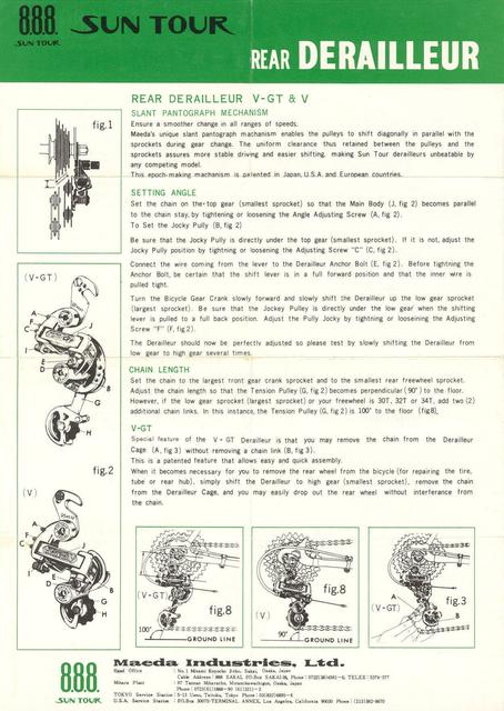 SunTour derailleur / freewheel operations manual (1976)