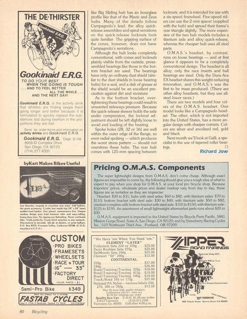 <------ Bicycling Magazine 08-1979 ------> Super Lightweight Components - OMAS