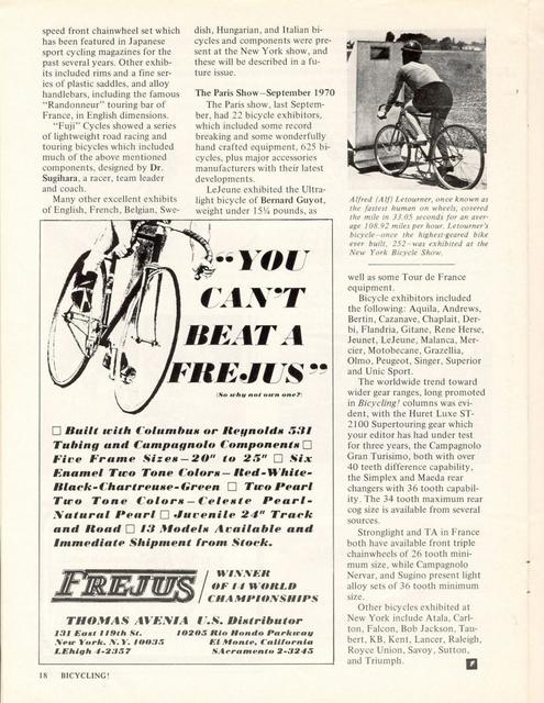 <------ Bicycling Magazine 06-1971 ------> 1970 Paris Salon de Bicyclette / 1971 New York City Cycle Show