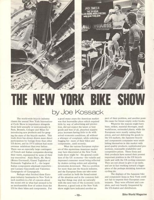 <---------- Bike World 04-1975 ----------> 1975 New York City Cycle Show
