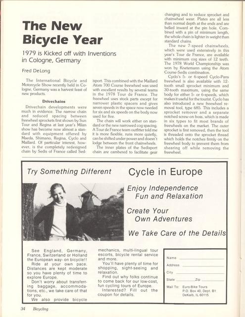 <------ Bicycling Magazine 01-1979 ------> 1978 Cologne Bicycle Show