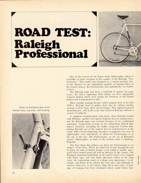 <------ Bicycling Magazine 03-1969 ------> Raleigh Professional