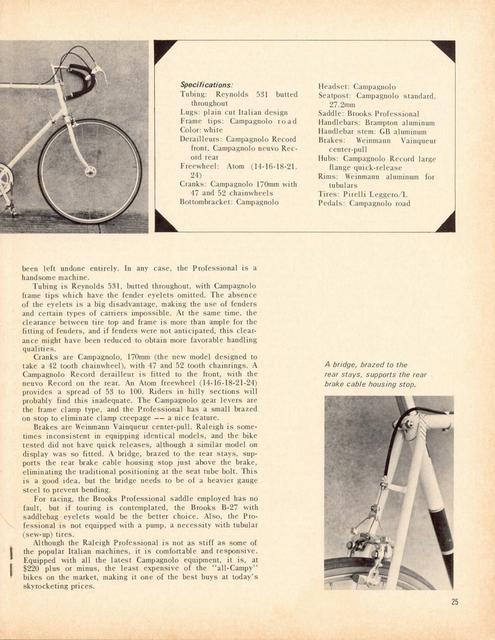 <------ Bicycling Magazine 03-1969 ------> Raleigh Professional