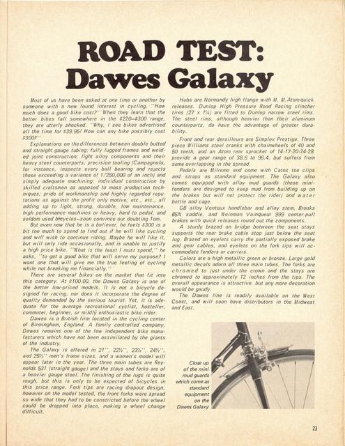 <------ Bicycling Magazine 05-1969 ------> Dawes Galaxy