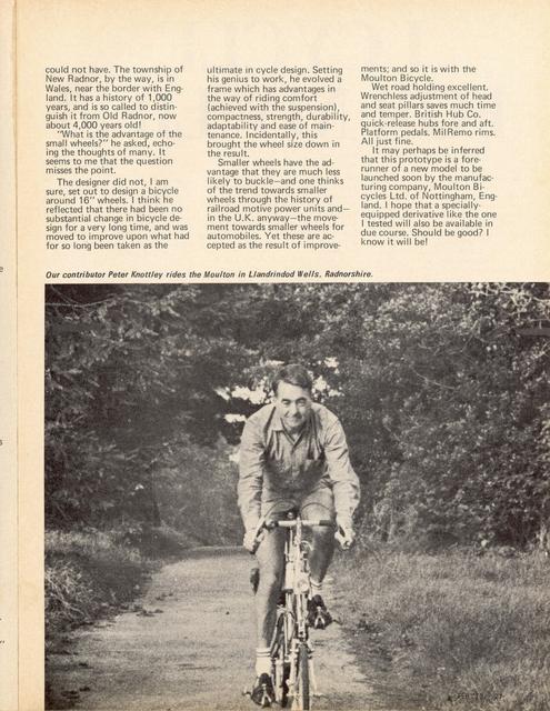 <------ Bicycling Magazine 02-1970 ------> Moulton Prototype
