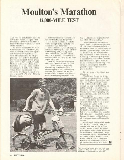 <------ Bicycling Magazine 08-1970 ------> Moulton Mark III