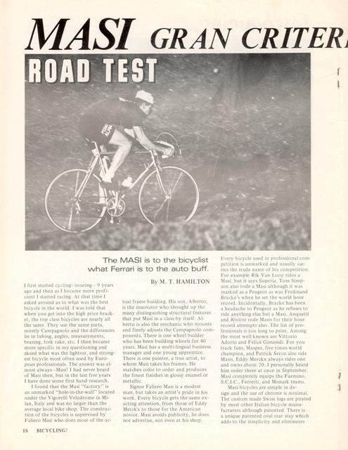 <------ Bicycling Magazine 03-1971 ------> Masi Gran Criterium