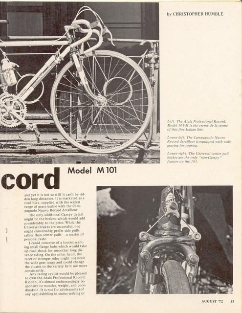 <------ Bicycling Magazine 08-1972 ------> Atala Professional