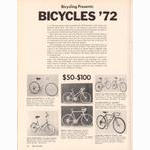 <-- Bicycling Magazine 10-1972 --> 1972 Bicycle Showcase