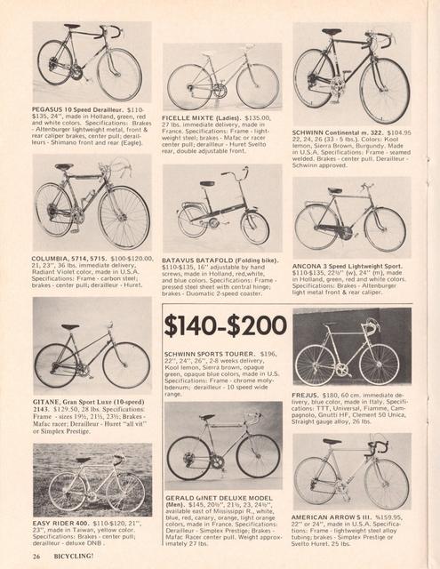 <------ Bicycling Magazine 10-1972 ------> 1972 Bicycle Showcase