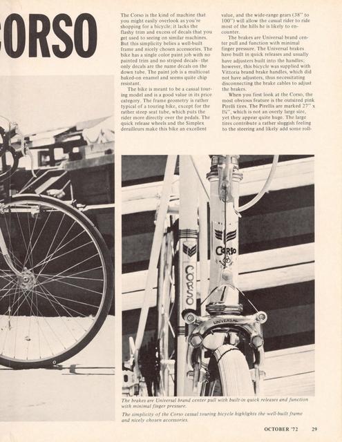 <------ Bicycling Magazine 10-1972 ------> Corso