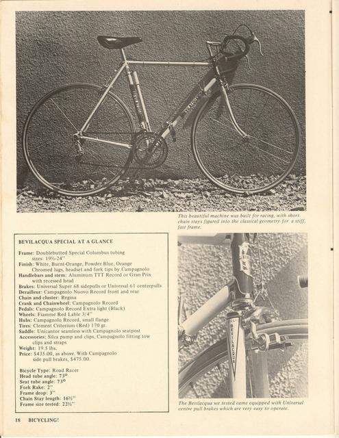 <------ Bicycling Magazine 02-1973 ------> Bevilaqua Special