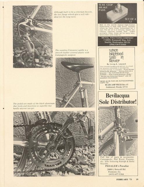 <------ Bicycling Magazine 02-1973 ------> Bevilaqua Special