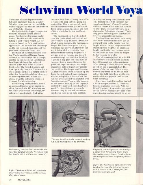 <------ Bicycling Magazine 05-1973 ------> Schwinn World Voyageur