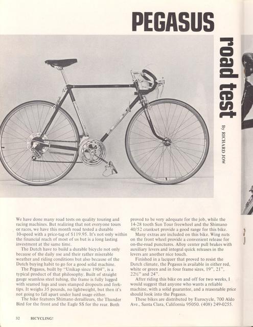 <------ Bicycling Magazine 06-1973 ------> Pegasus