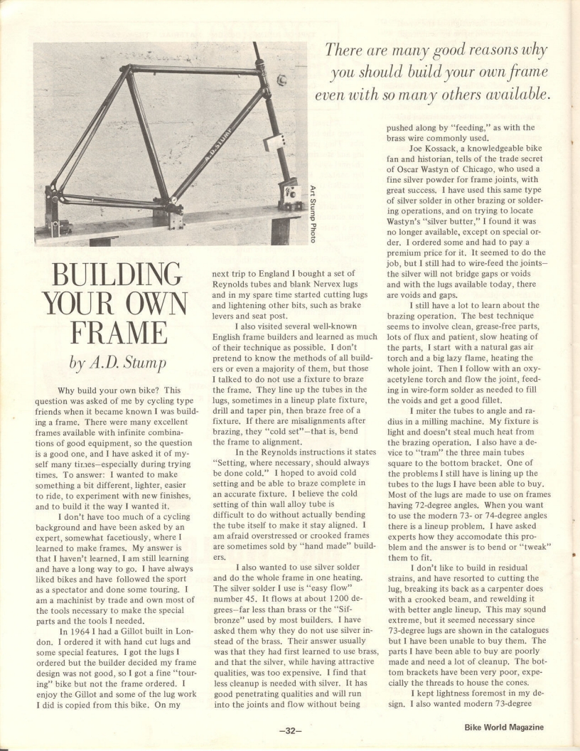 <---------- Bike World 08-1973 ----------> A.D. Stump