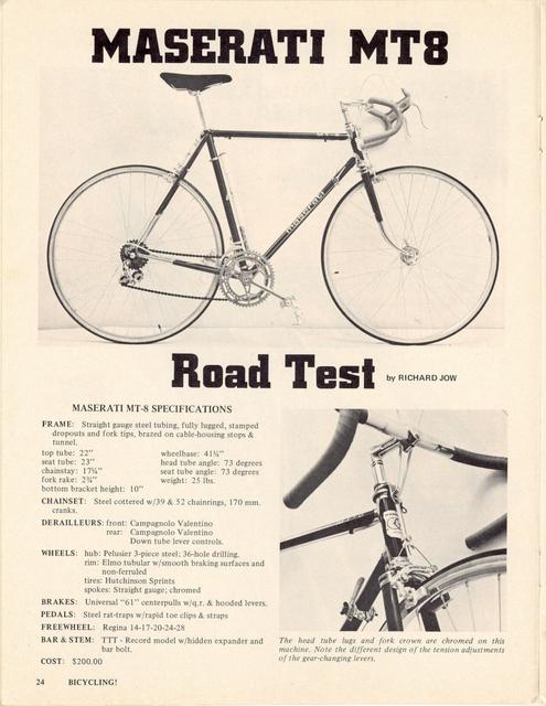 <------ Bicycling Magazine 02-1974 ------> Maserati MT8