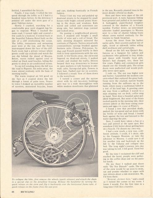 <------ Bicycling Magazine 02-1974 ------> Gitane "Traveller" Collapsible Bike