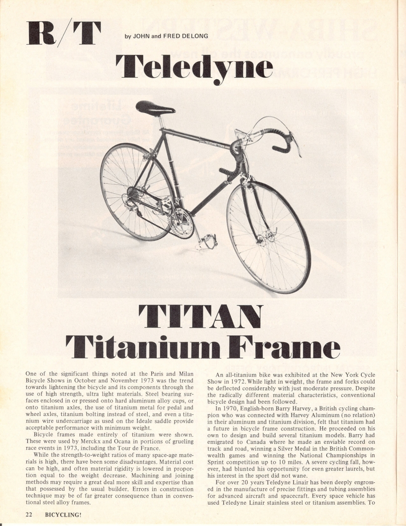 <------ Bicycling Magazine 03-1974 ------> Teledyne Titan