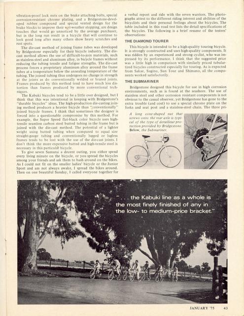 <------ Bicycling Magazine 01-1975 ------> Bridgestone