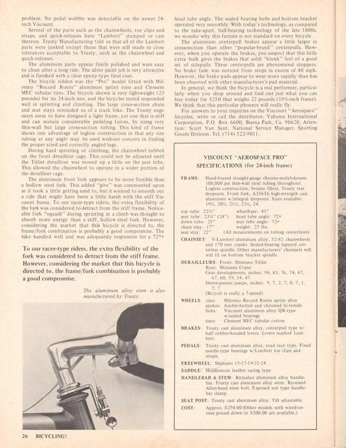 <------ Bicycling Magazine 03-1975 ------> Viscount Aerospace Pro