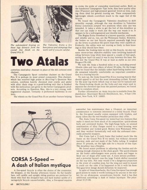 <------ Bicycling Magazine 05-1975 ------> Atala Grand Prix II / Corsa