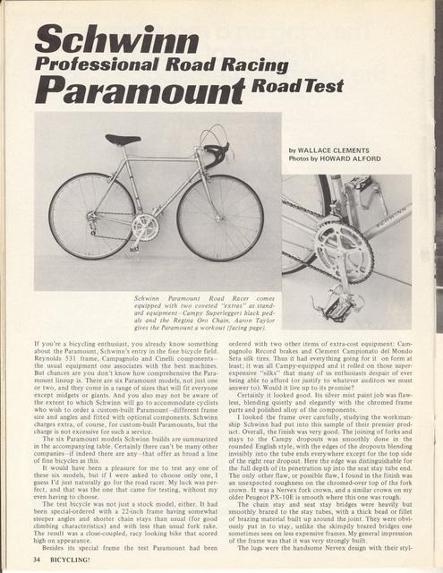 <------ Bicycling Magazine 01-1976 ------> Schwinn Paramount P-13