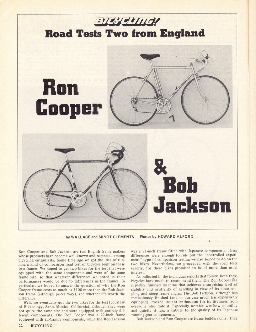 <------ Bicycling Magazine 02-1976 ------> Ron Cooper / Bob Jackson