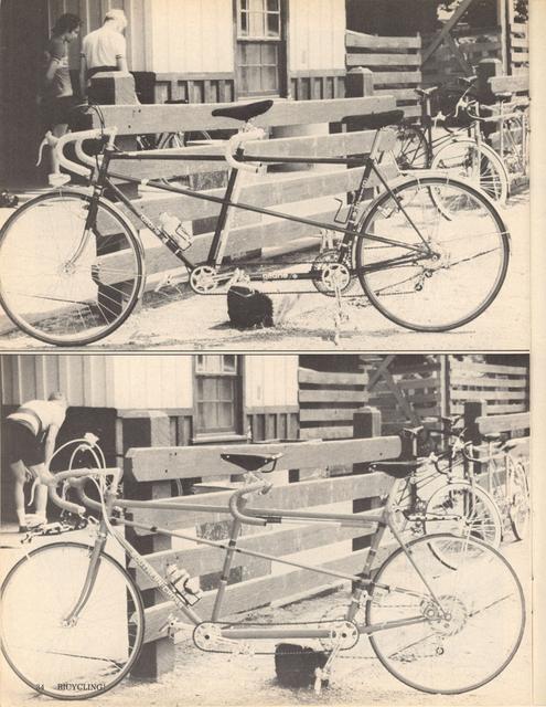 <------ Bicycling Magazine 08-1976 ------> Top 5 Tandems - Jack Davis / Urago / Gitane / Jack Taylor / Southern Cross
