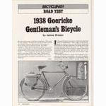 <------ Bicycling Magazine 10-1976 ------> 1938 Goericke Gentleman’s Bicycle