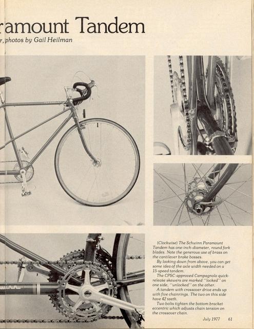 <------ Bicycling Magazine 07-1977 ------> Schwinn Paramount Tandem