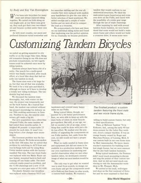 <---------- Bike World 09-1977 ----------> Assemmacher Tandem