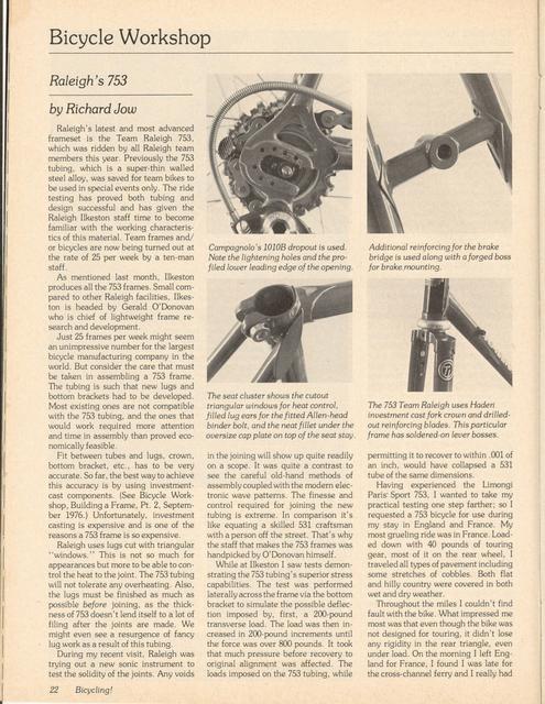 <------ Bicycling Magazine 12-1977 ------> Raleigh Team 753