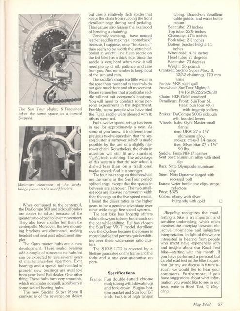 <------ Bicycling Magazine 05-1978 ------> Fuji S10-S LTD