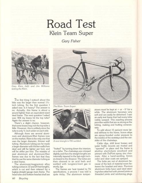 <------ Bicycling Magazine 06-1978 ------> Klein Team Super