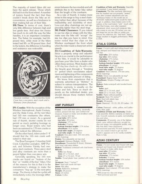 <------ Bicycling Magazine 10-1978 ------> Consumer’s Guide To $100 to $150 Bikes