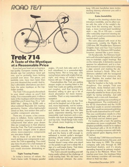 <------ Bicycling Magazine 11-1979 ------> Trek 714