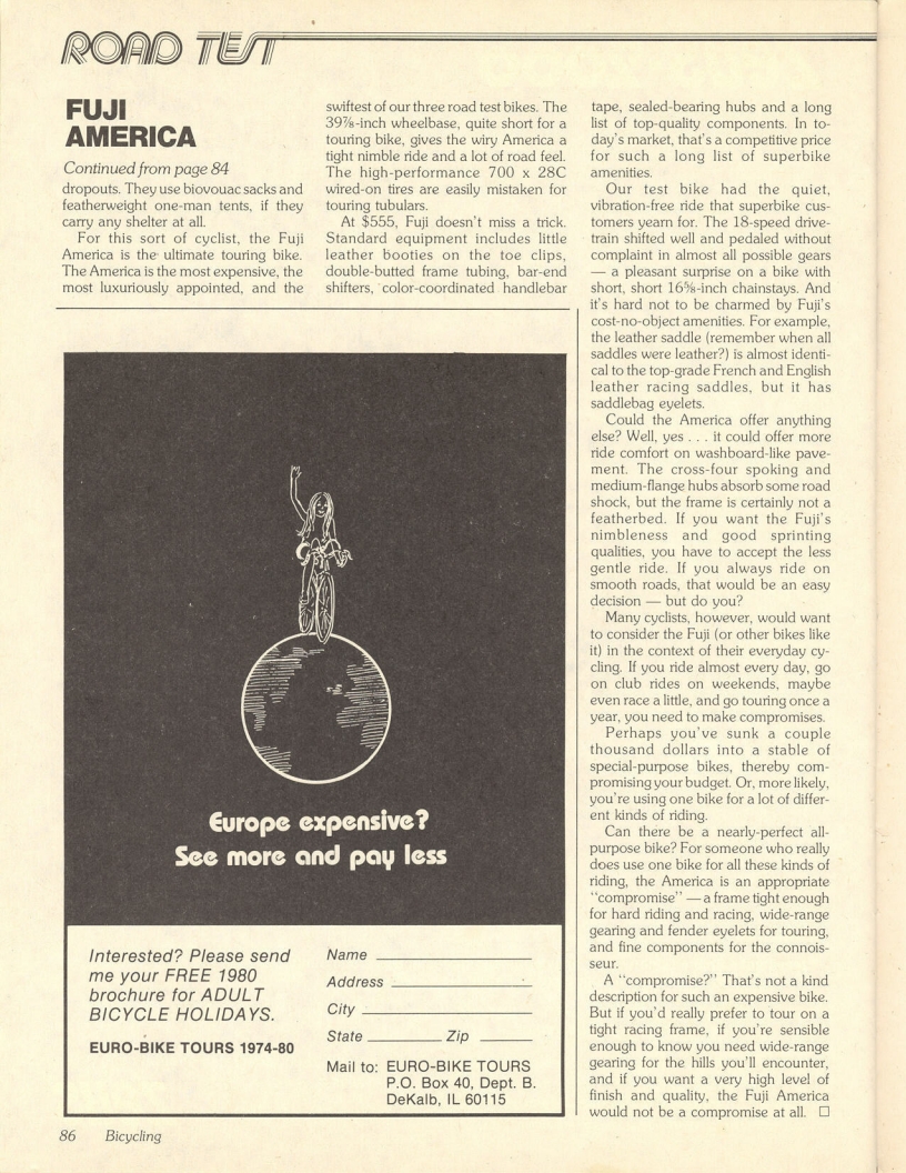 <------ Bicycling Magazine 03-1980 ------> Fuji America