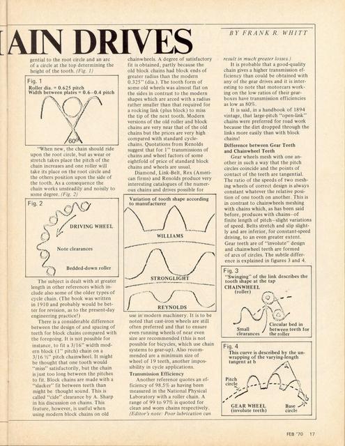 <------ Bicycling Magazine 02-1970 ------> Chain Drive Technology