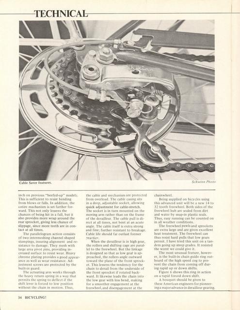 <------ Bicycling Magazine 03-1970 ------> Schwinn GT-100 Rear Derailleur Reliability