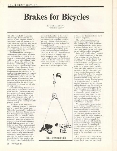 <------ Bicycling Magazine 04-1970 ------> Brakes For Bicycles