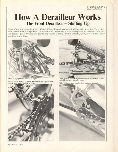 <------ Bicycling Magazine 07-1970 ------> How A Front Derailleur Works