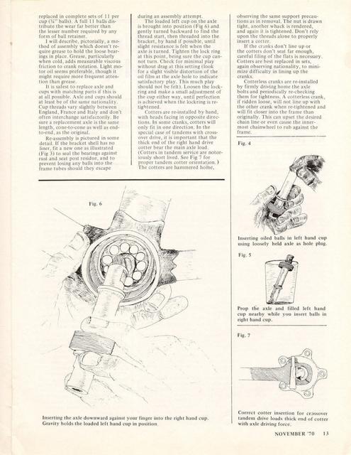 <------ Bicycling Magazine 11-1970 ------> Bottom Bracket Upkeep