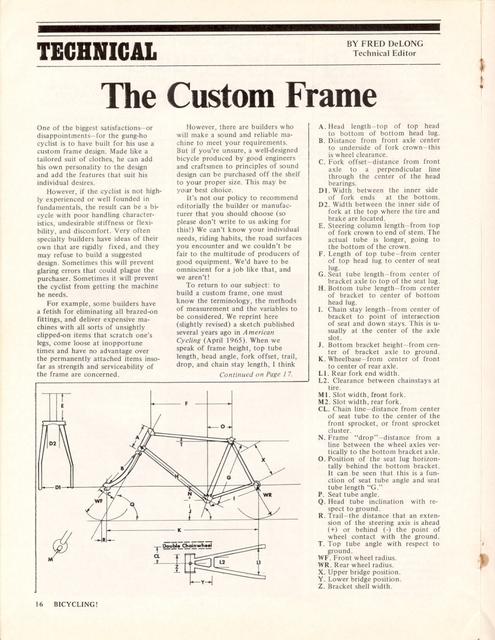 <------ Bicycling Magazine 11-1970 ------> The Custom Bicycle - Part 1 - Frameset